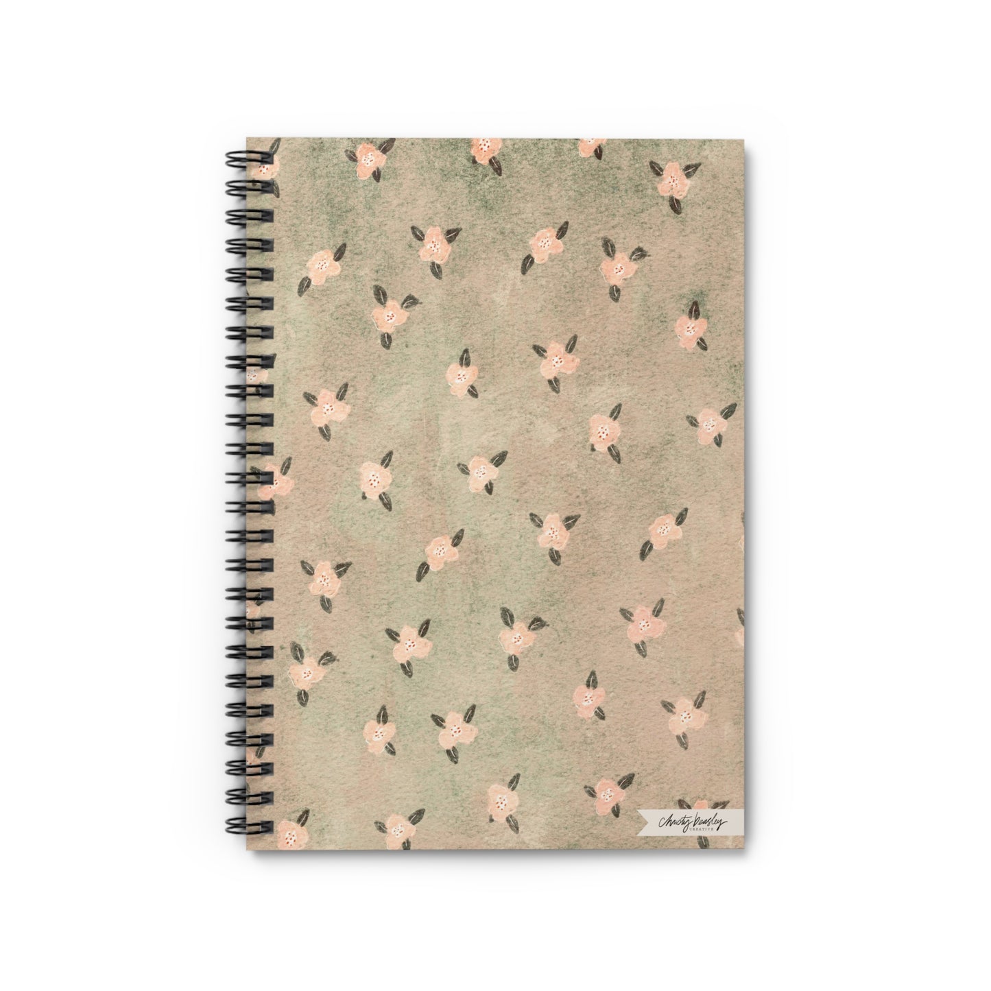 Grungy Pink Floral Spiral Notebook - Ruled Line - by Christy Beasley