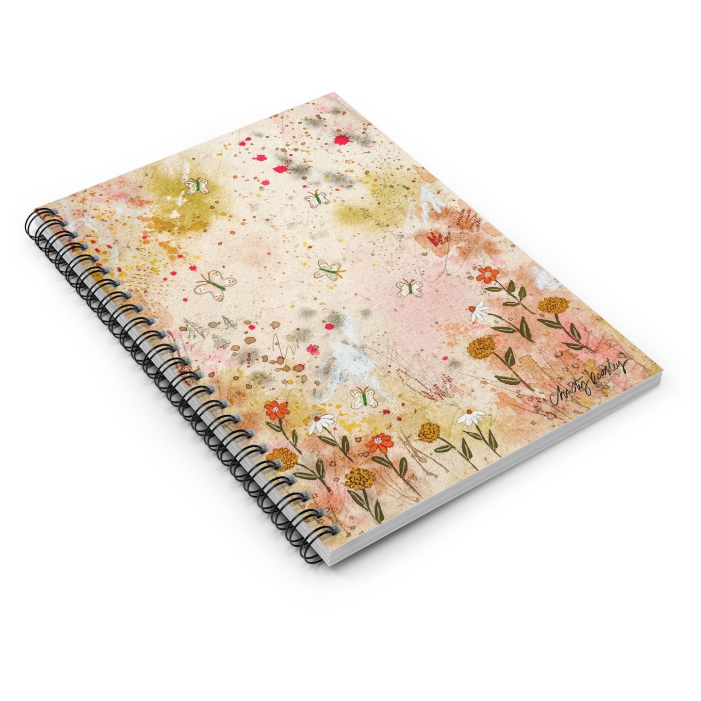 “Frolicking” Abstract Art Spiral Notebook - Ruled Line - by Christy Beasley