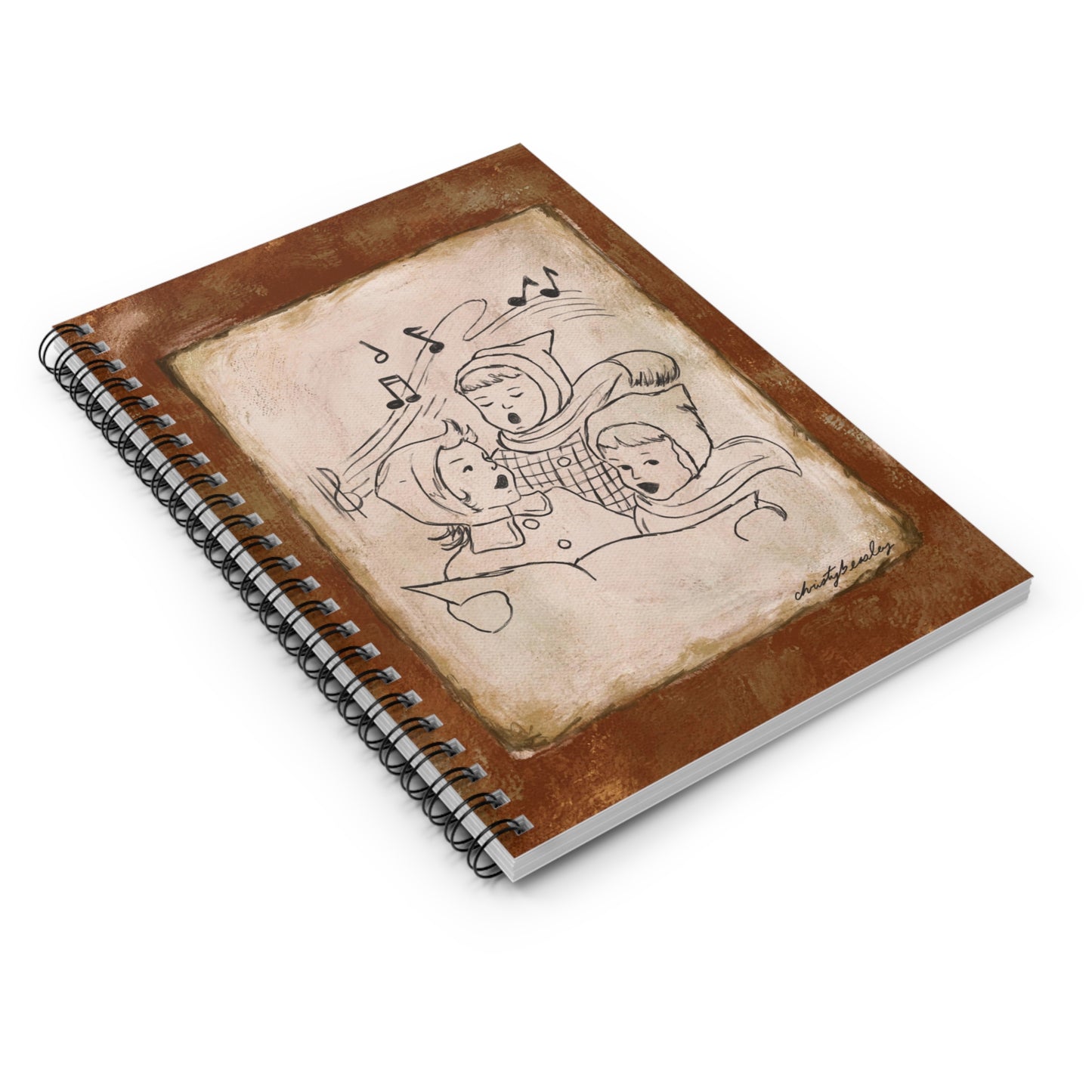“Little Carolers” Spiral Notebook - Ruled Line - by Christy Beasley