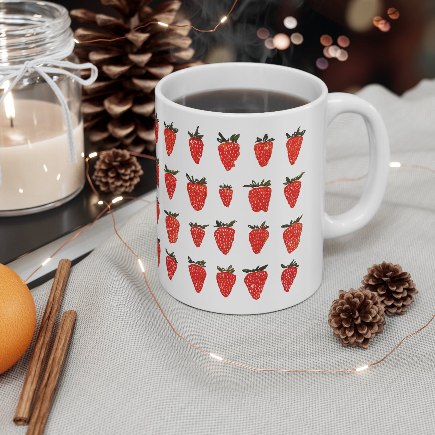 Strawberry Ceramic Mug 11oz - by Christy Beasley