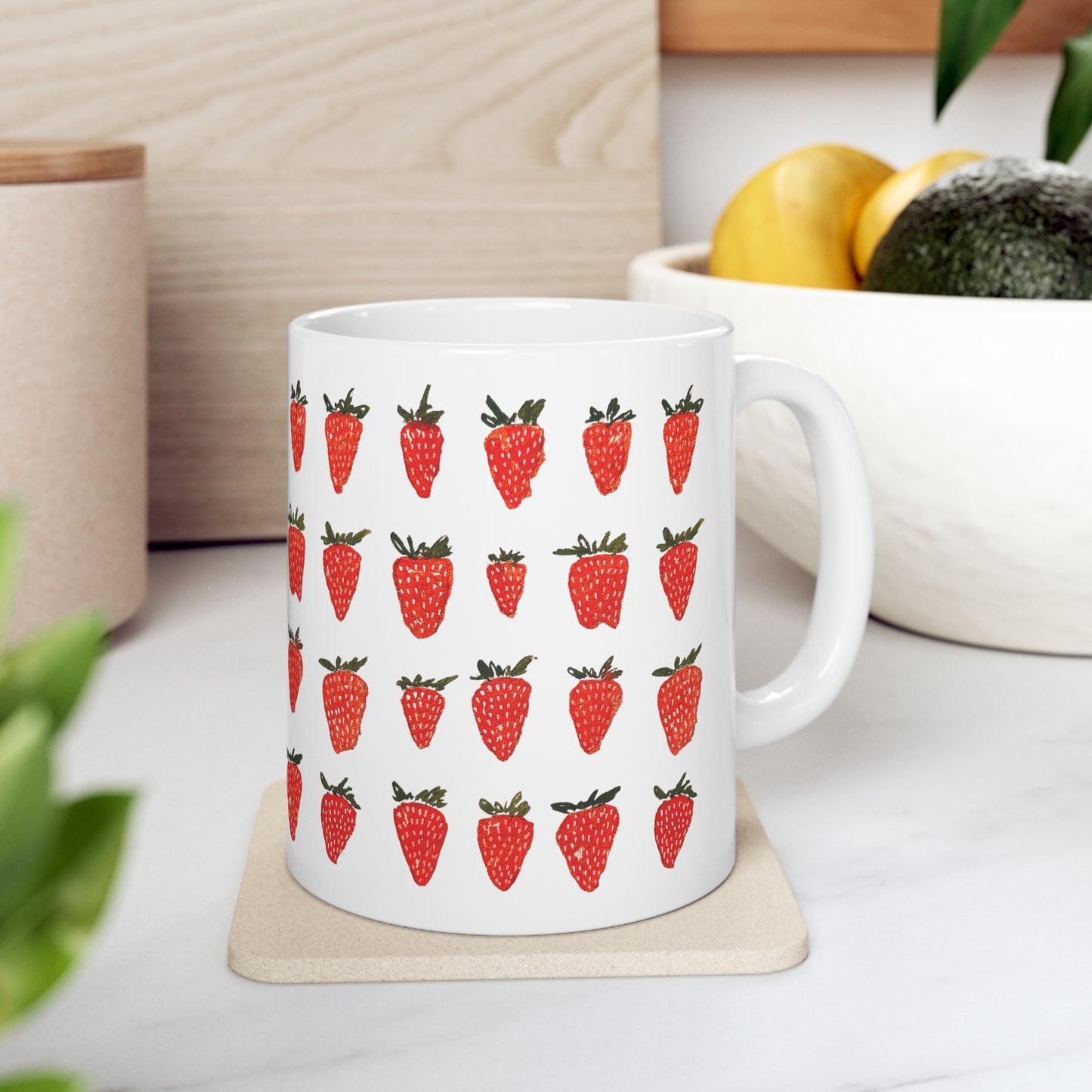 Strawberry Ceramic Mug 11oz - by Christy Beasley