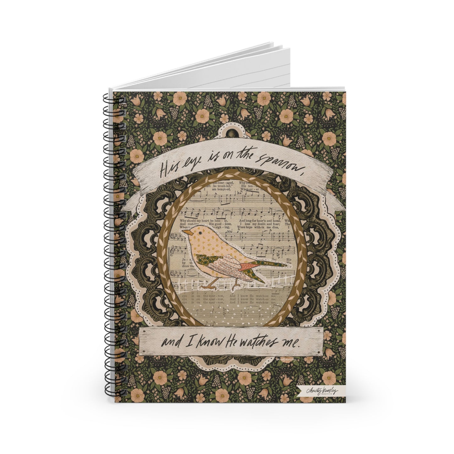 “His Eye is on the Sparrow” Spiral Notebook - Ruled Line - by Christy Beasley