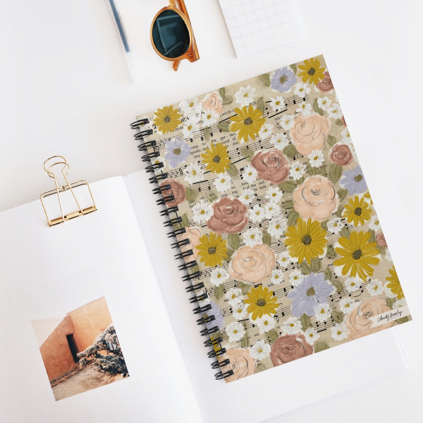 “Floral Garden” Spiral Notebook - Ruled Line - by Christy Beasley
