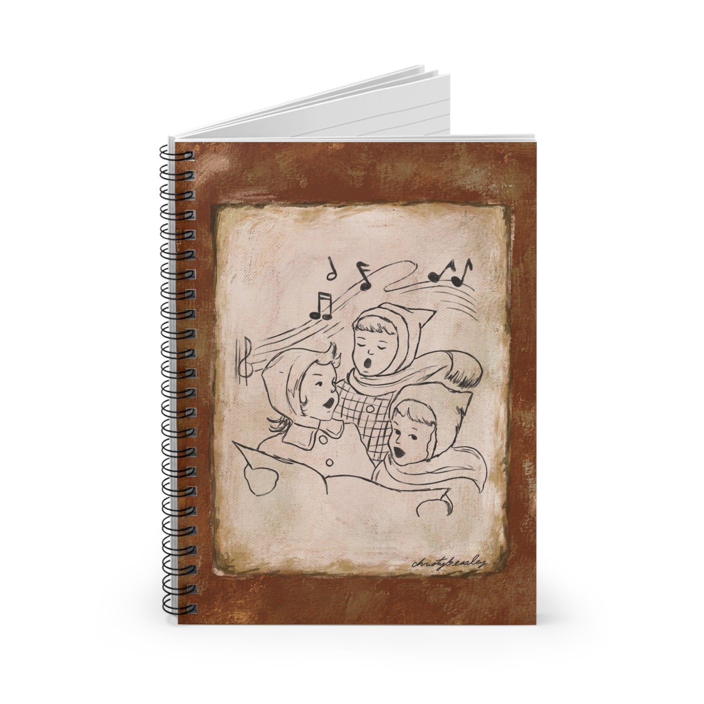 “Little Carolers” Spiral Notebook - Ruled Line - by Christy Beasley