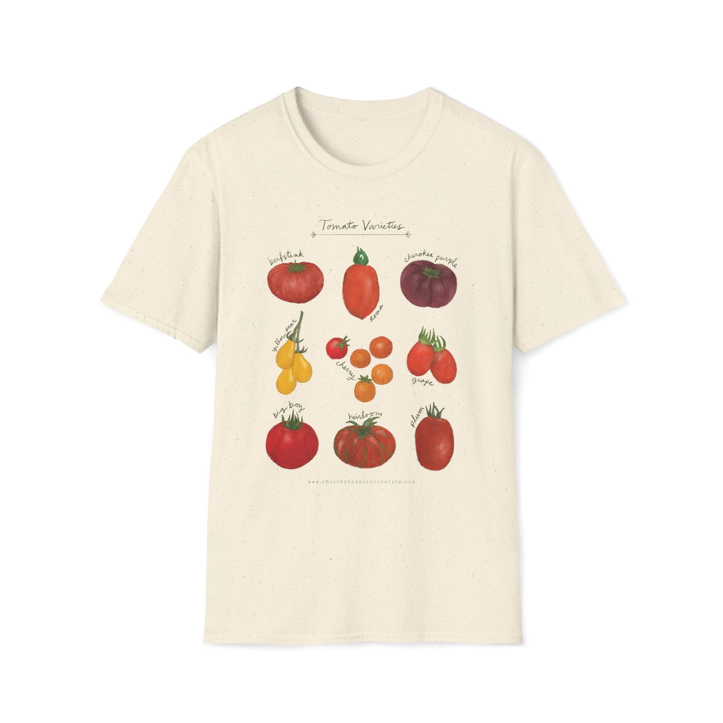 Tomato Varieties T-Shirt - Unisex Softstyle Tee for Christy Beasley Creative