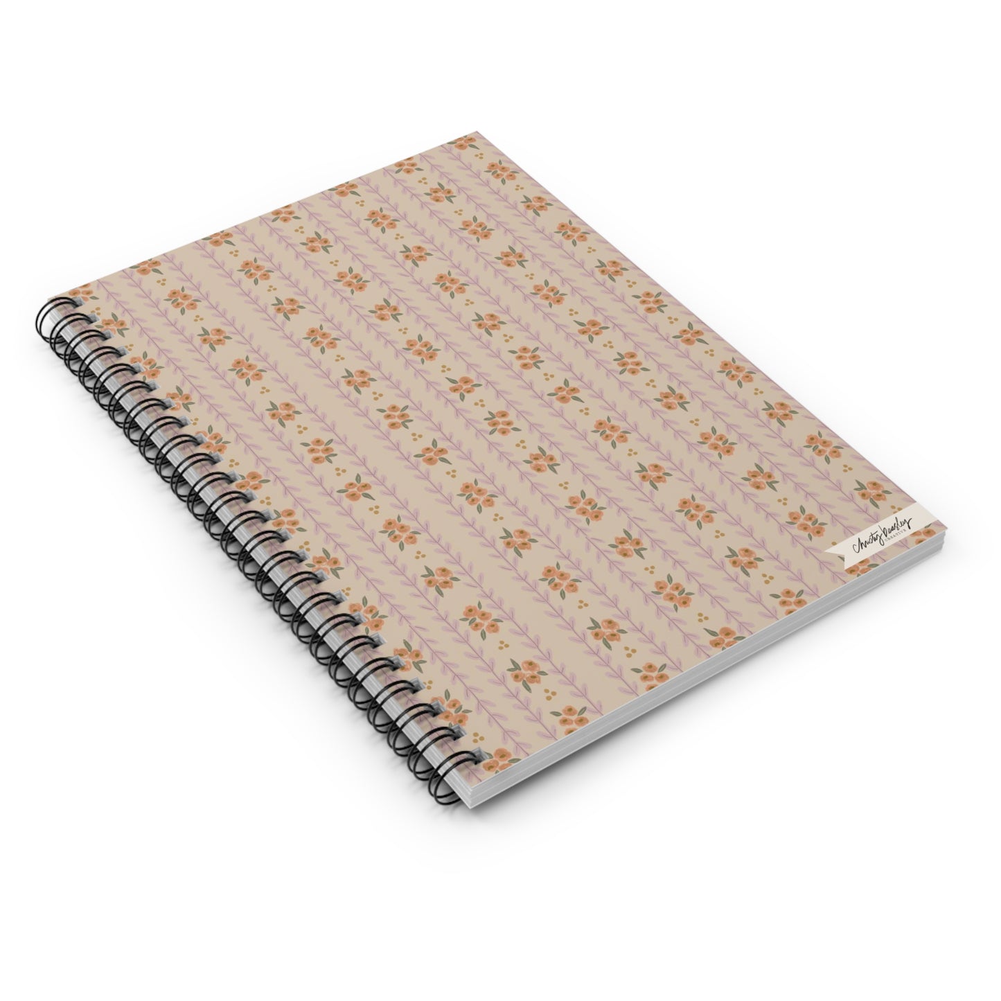 “Granny Floral Stripes” Spiral Notebook - Ruled Line - by Christy Beasley