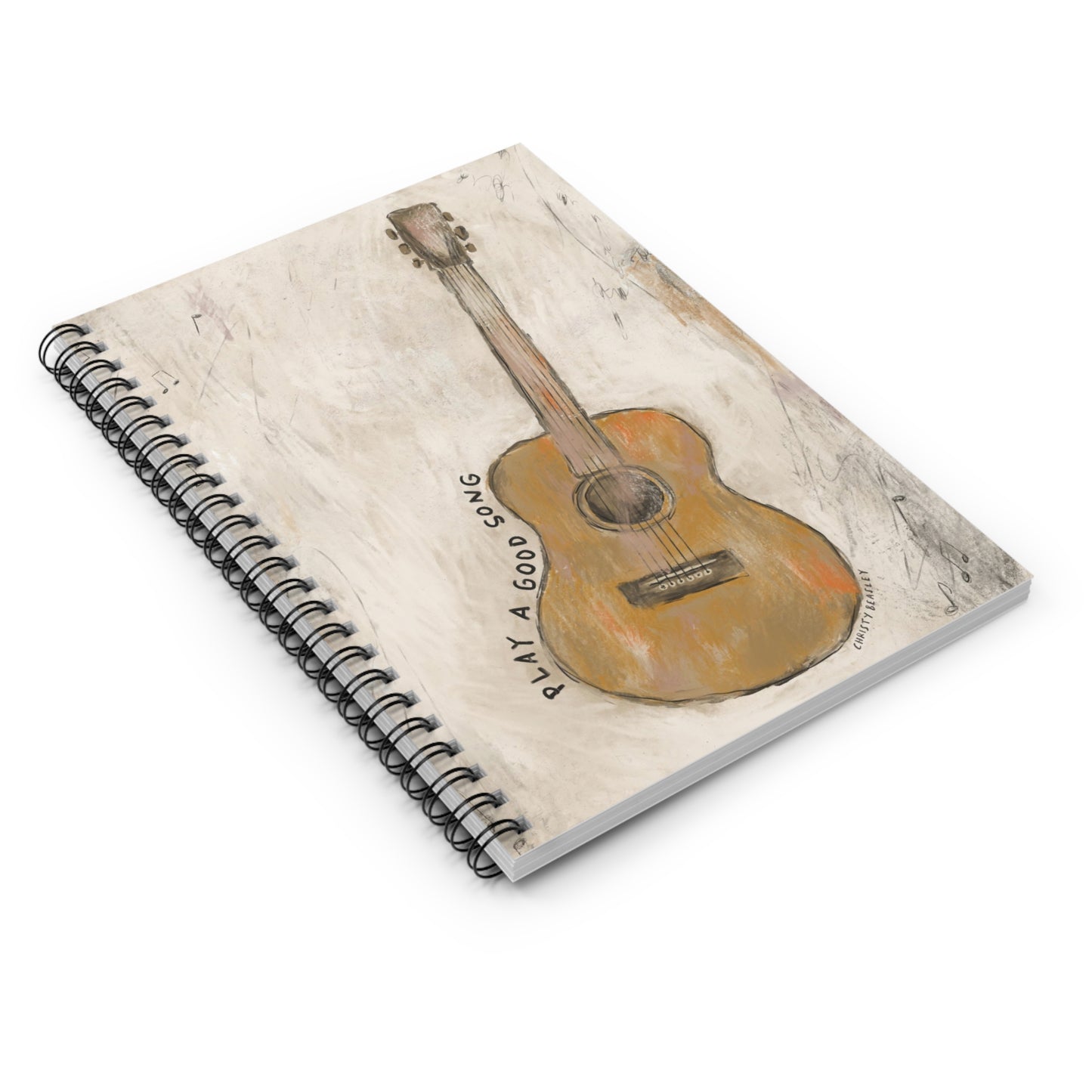 “Play a Good Song” Guitar Spiral Notebook - Ruled Line - by Christy Beasley