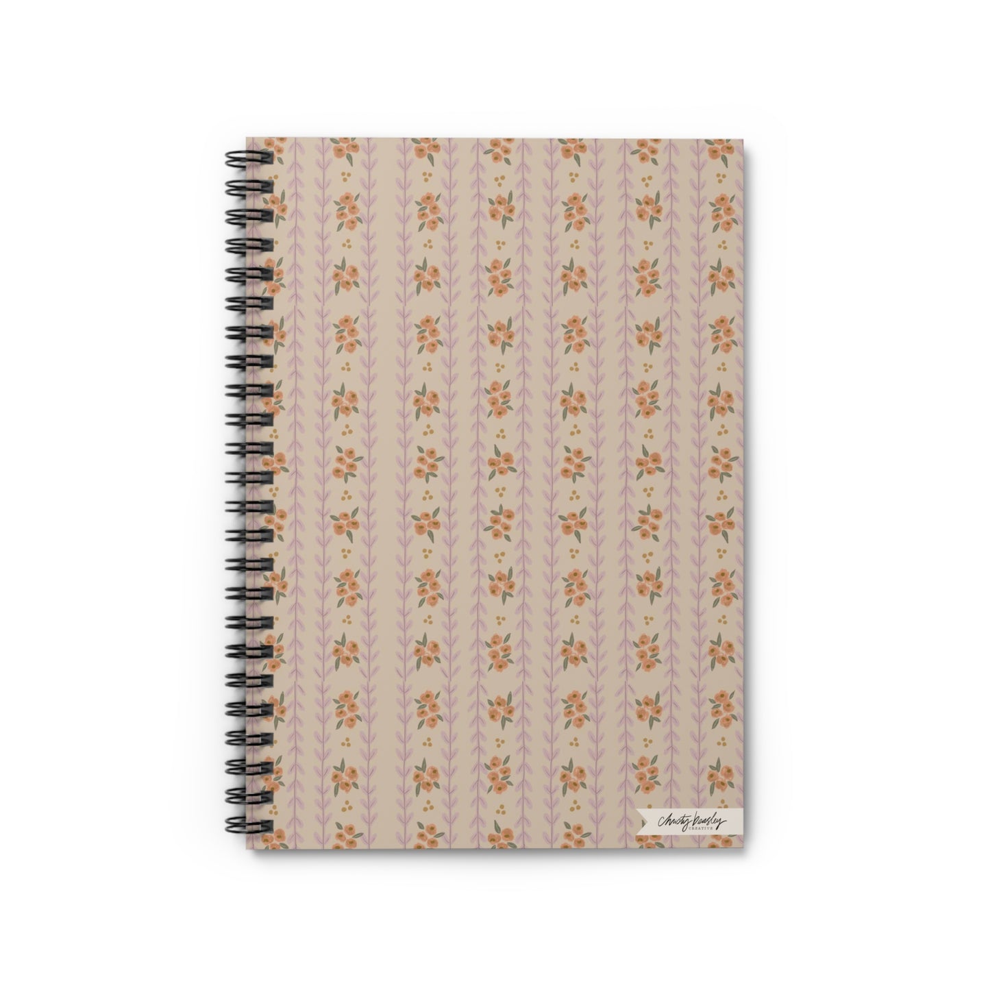 “Granny Floral Stripes” Spiral Notebook - Ruled Line - by Christy Beasley