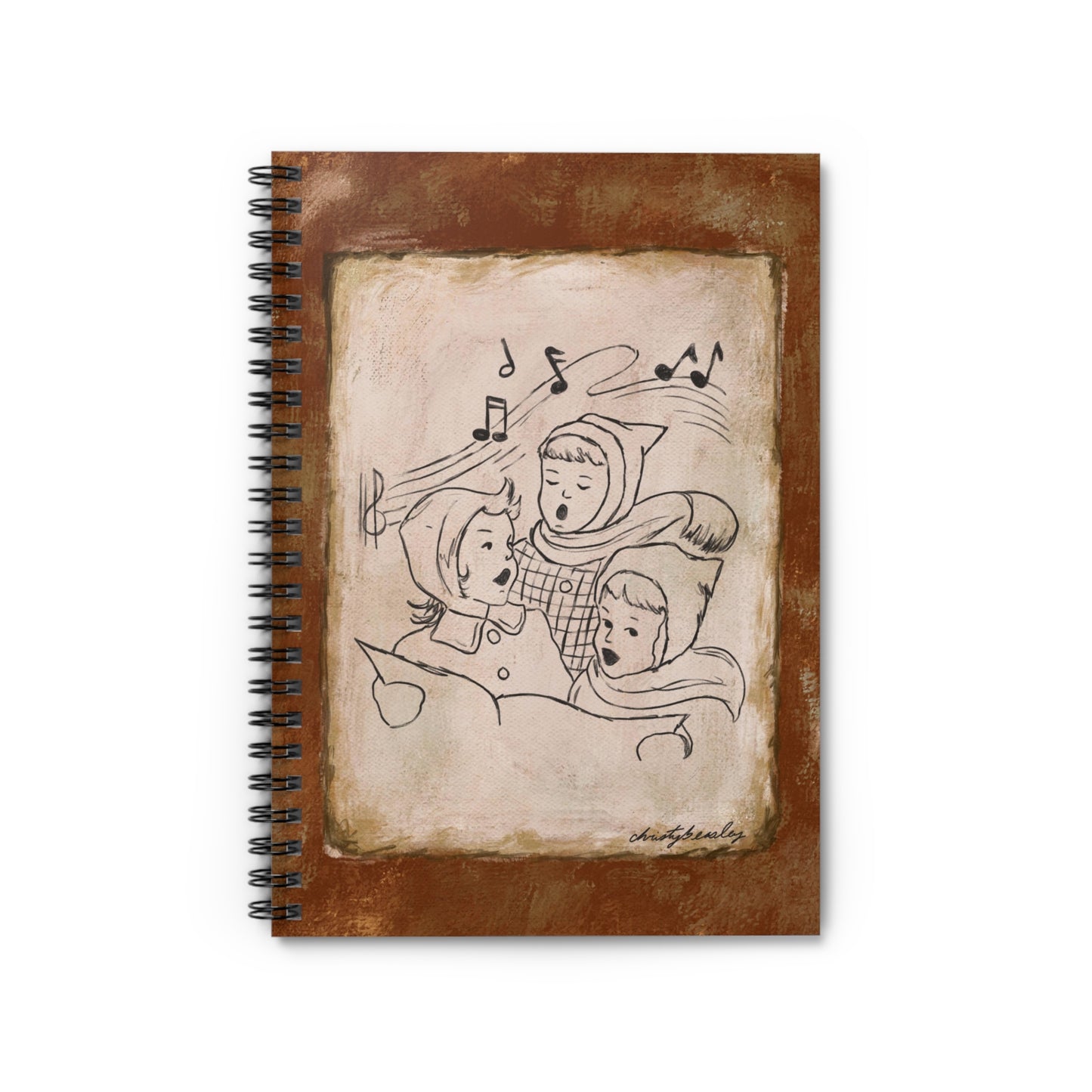 “Little Carolers” Spiral Notebook - Ruled Line - by Christy Beasley