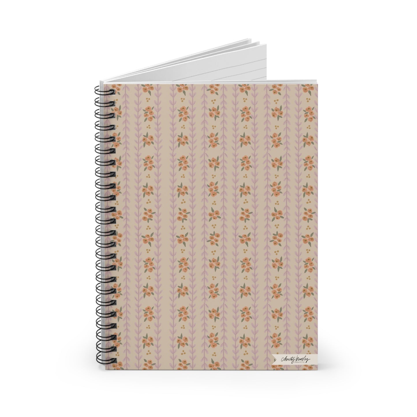 “Granny Floral Stripes” Spiral Notebook - Ruled Line - by Christy Beasley