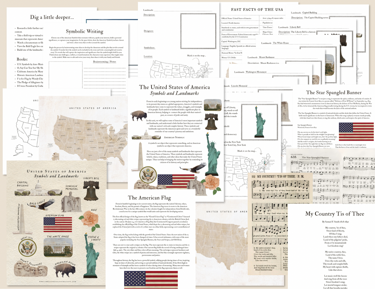 American Symbols Unit Study Digital Download