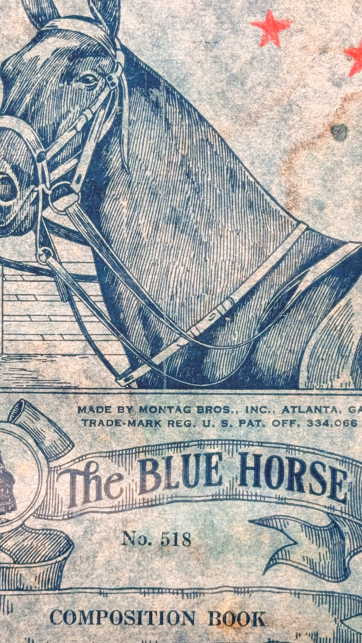 The Blue Horse Vintage Notebook Cover Reproduction