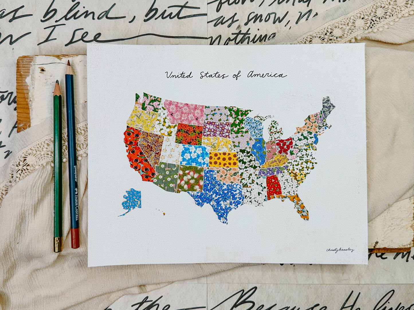 U.S.A. States Floral Map