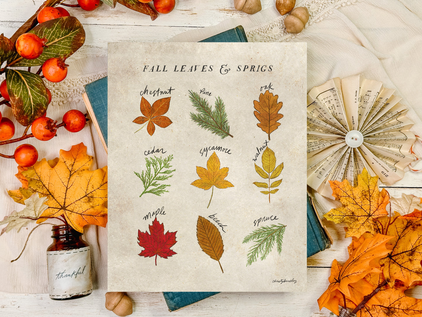 Fall Leaves and Sprigs Poster