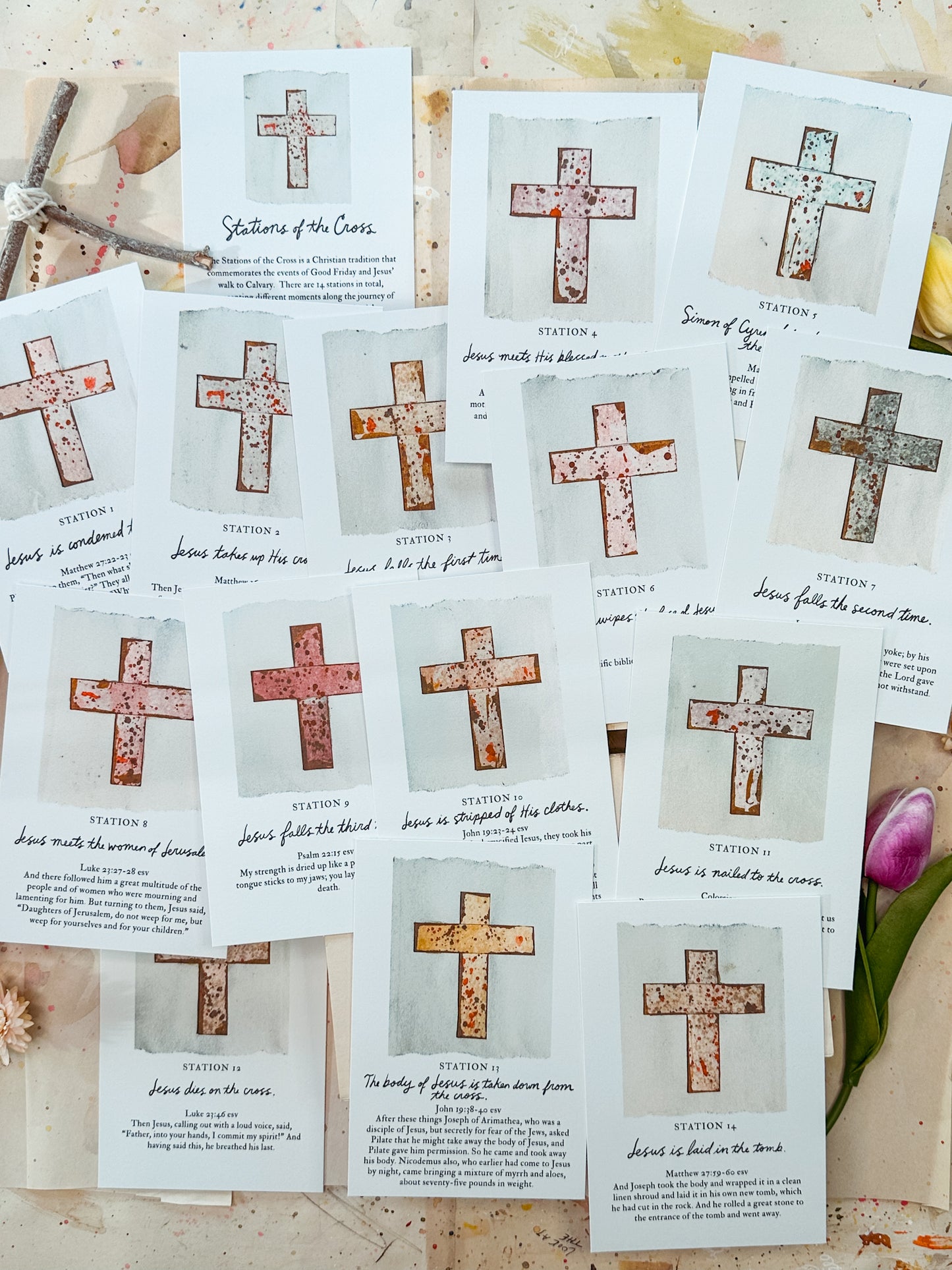 Stations of the Cross Cards Digital Downloads