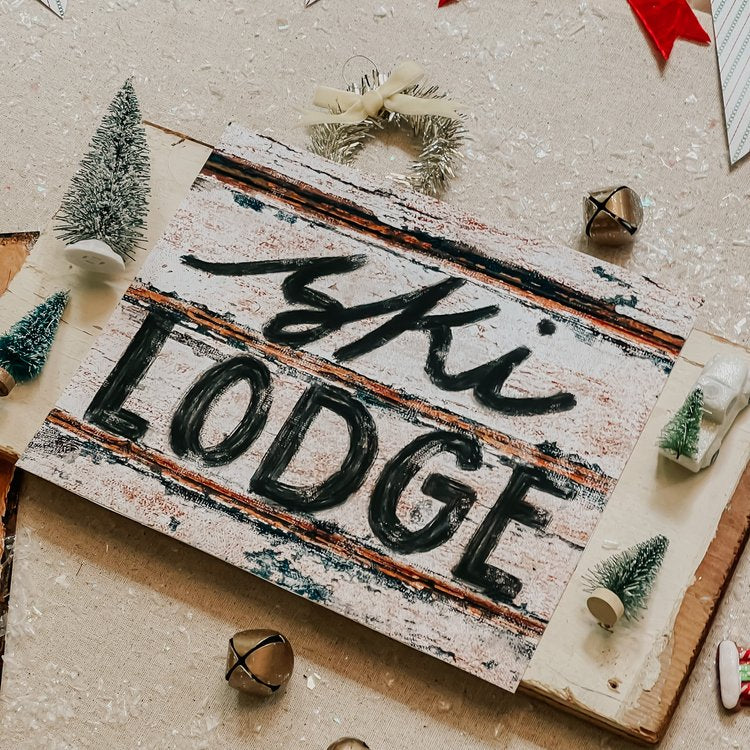 Ski Lodge Sign Print