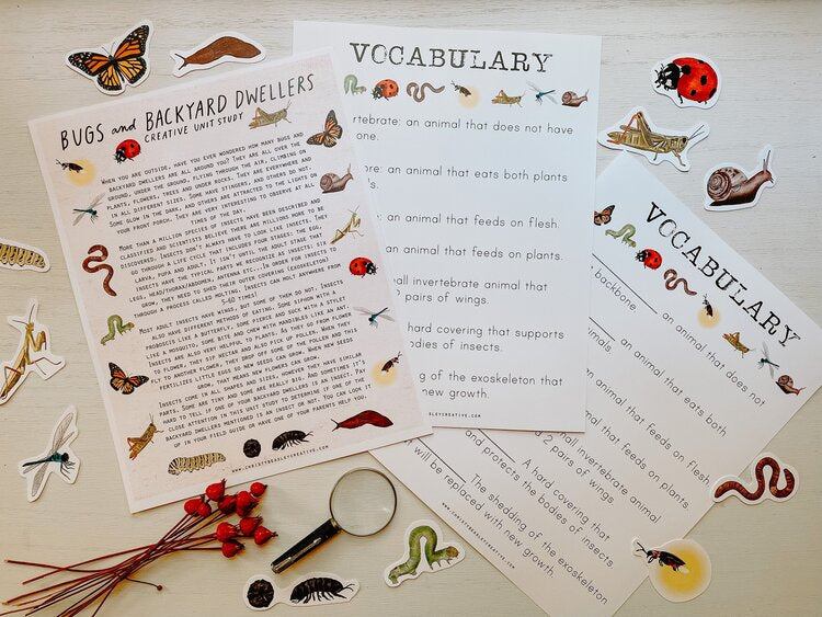 Bugs and Backyard Dwellers Unit Study Digital Download