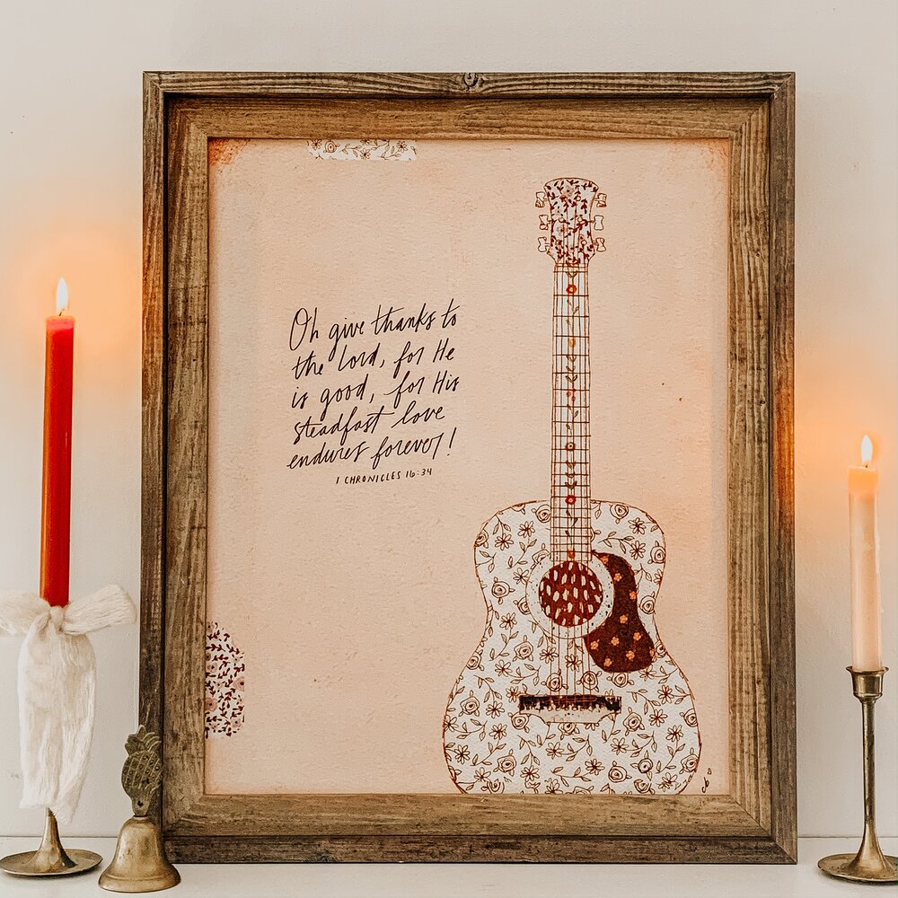 Whimsical Guitar Print