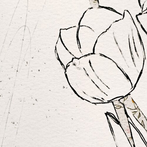 Tulips Charcoal Print