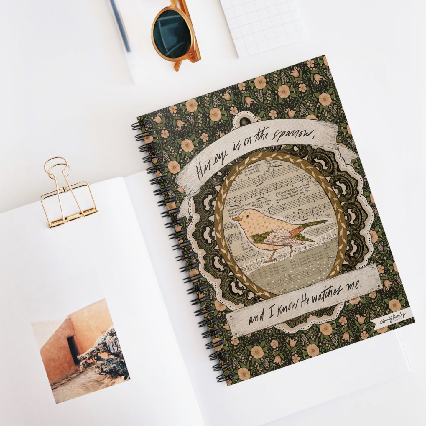 “His Eye is on the Sparrow”  Spiral Notebook - Ruled Line - by Christy Beasley