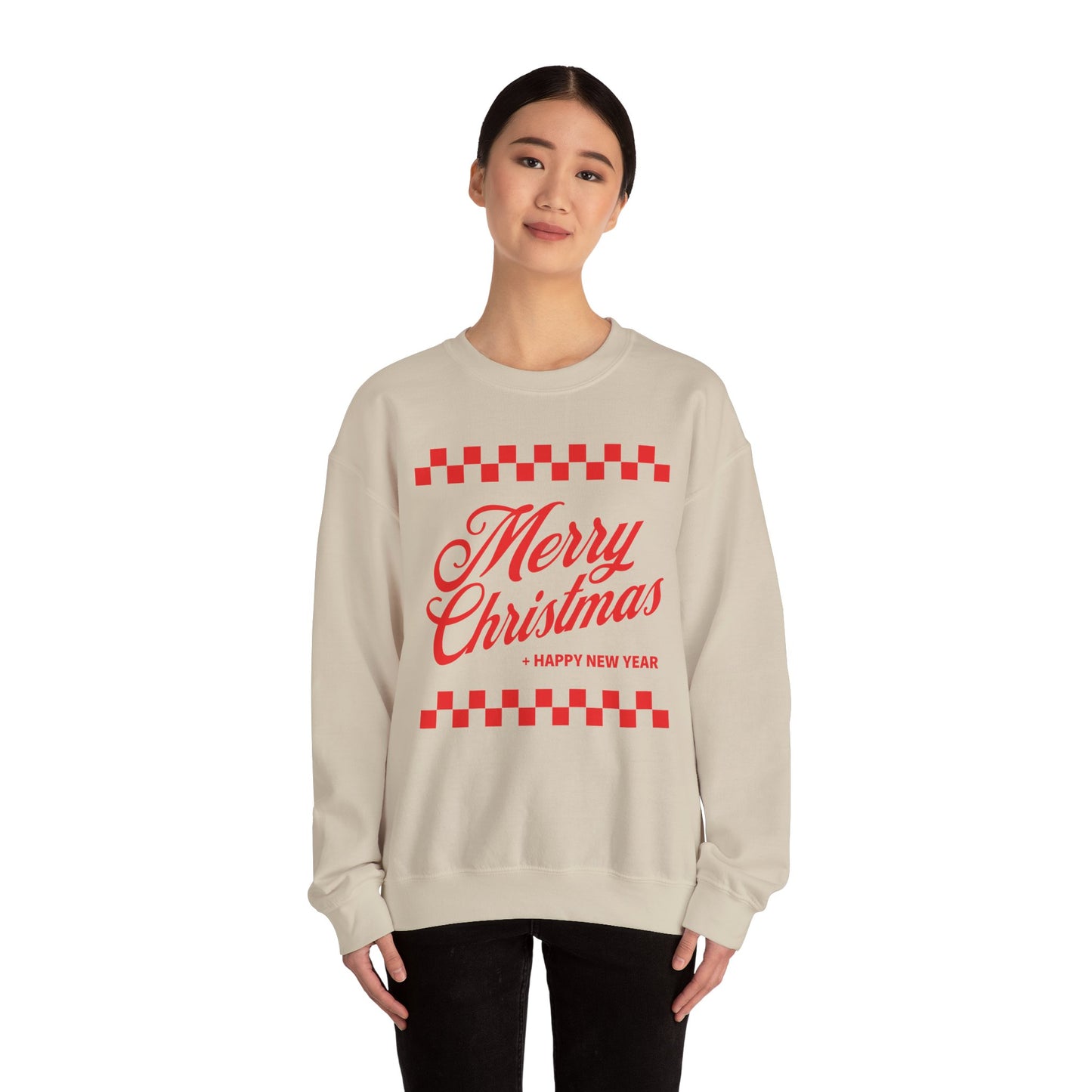 Merry Christmas - Checkerboard - Unisex Heavy Blend™ Crewneck Sweatshirt