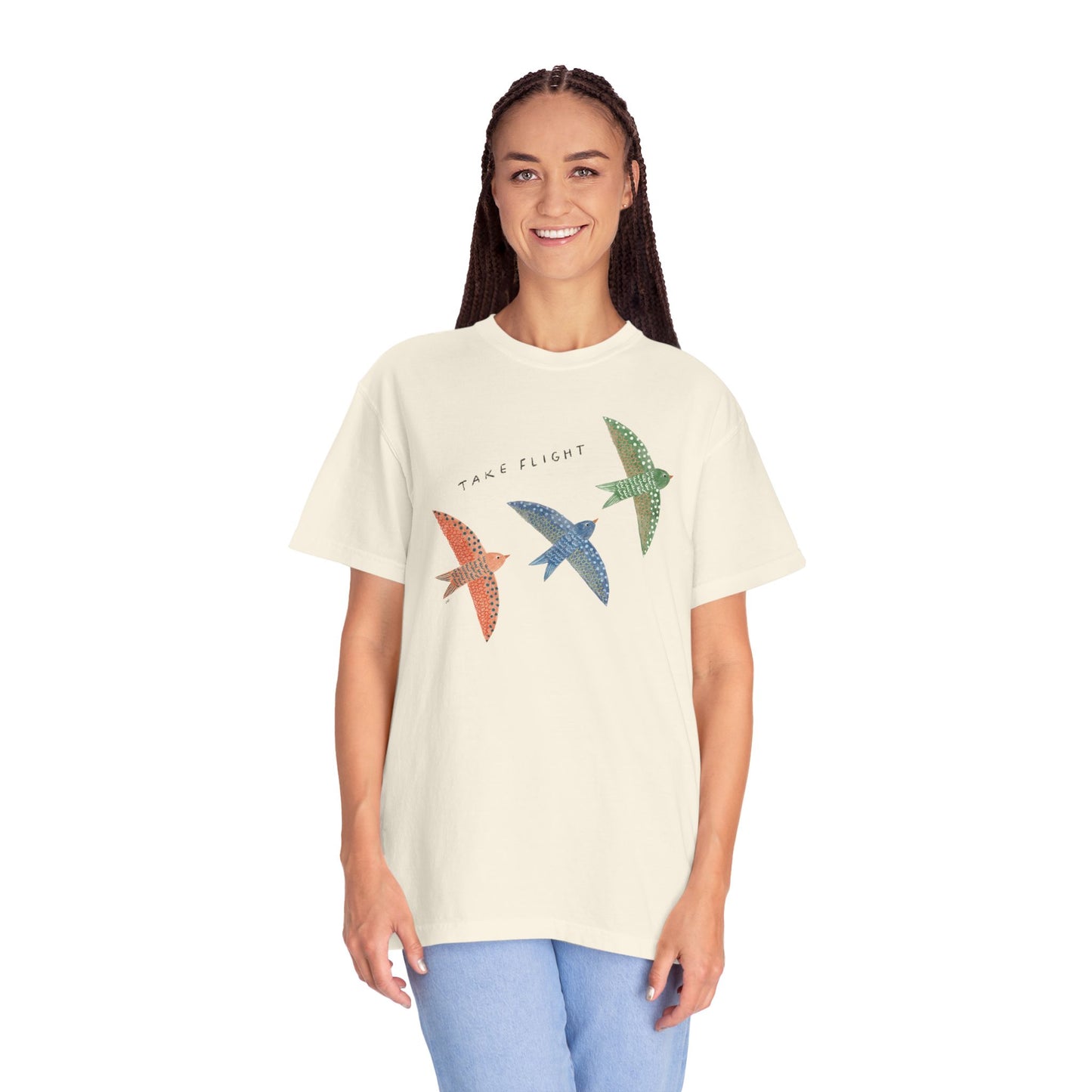 Take Flight - birds - Unisex Garment-Dyed Comfort Colors T-shirt - by Christy Beasley