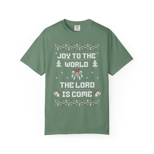 “Joy to the World” Knit Style - Unisex Garment-Dyed Comfort Colors T-shirt - by Christy Beasley