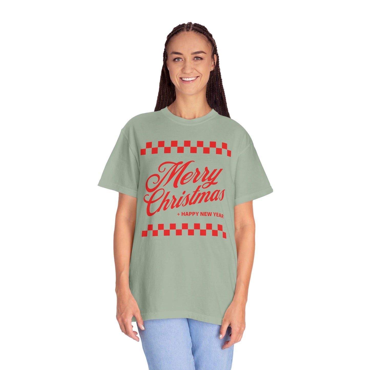 Merry Christmas + Happy New Year - Unisex Garment-Dyed Comfort Colors T-shirt - by Christy Beasley