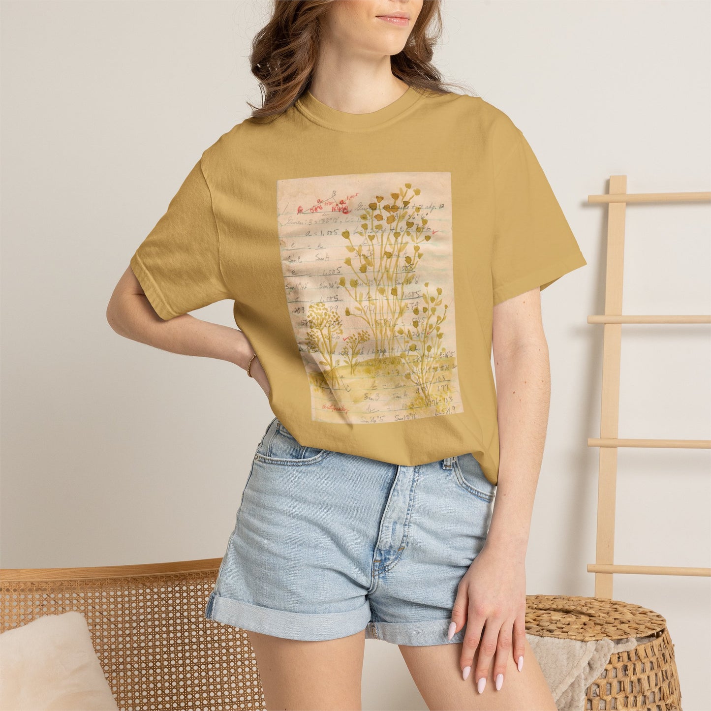 Sketchbook Floral Scan #1 - Unisex Garment-Dyed Comfort Colors T-shirt - by Christy Beasley