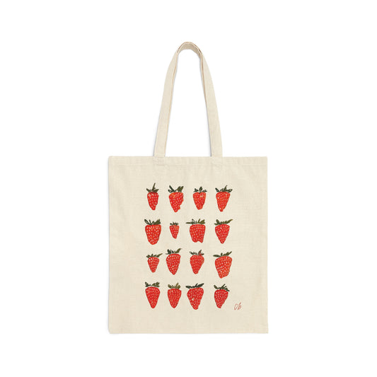 Strawberry Cotton Canvas Tote Bag
