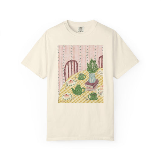 Cabbage Tea Time - Unisex Garment-Dyed Comfort Colors T-shirt - by Christy Beasley