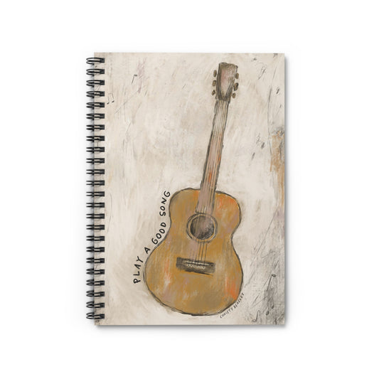 “Play a Good Song” Guitar Spiral Notebook - Ruled Line - by Christy Beasley