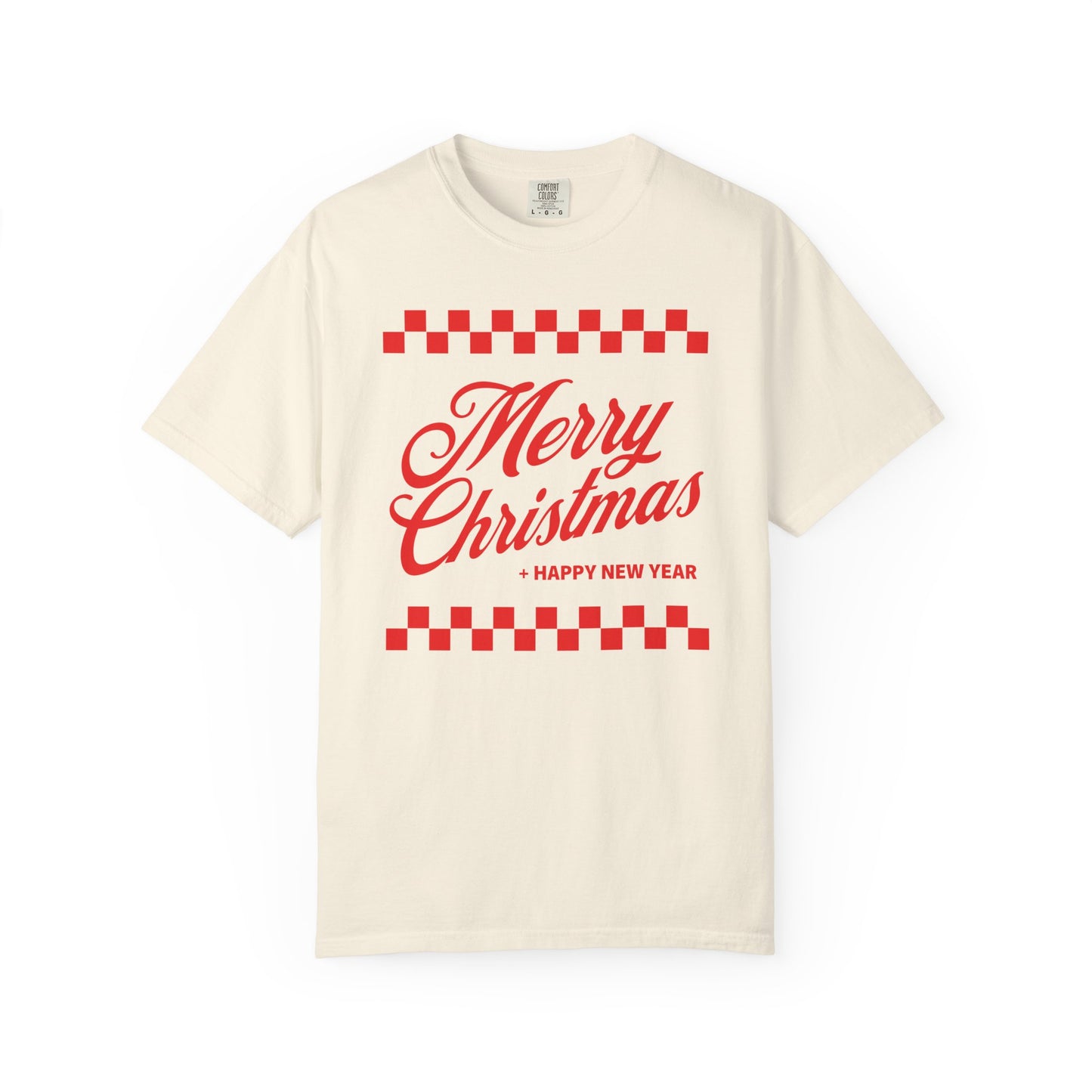 Merry Christmas + Happy New Year - Unisex Garment-Dyed Comfort Colors T-shirt - by Christy Beasley