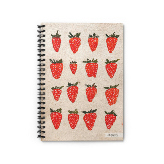 “Strawberries” Spiral Notebook - Ruled Line - by Christy Beasley