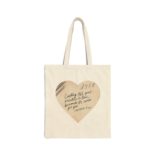 Cast All Your Anxieties on Him - Cotton Canvas Tote Bag