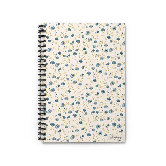 “Little Blue Floral” Spiral Notebook - Ruled Line - by Christy Beasley