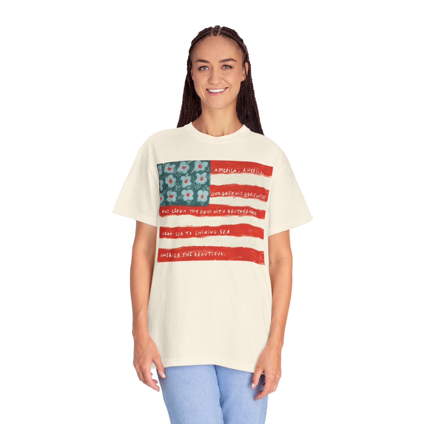 AMERICAN FLAG - Unisex Garment-Dyed Comfort Colors T-shirt - by Christy Beasley