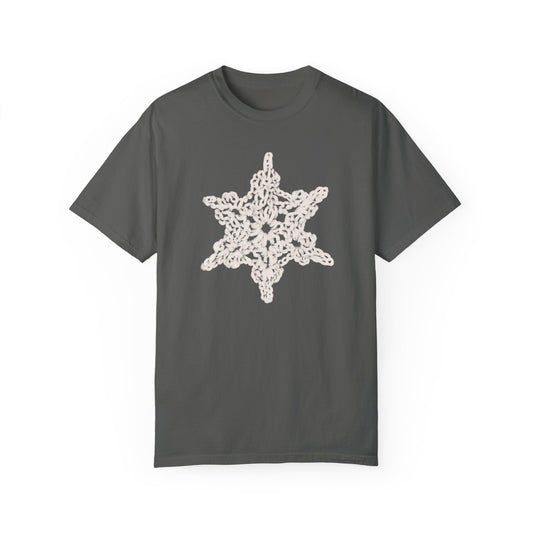 Crochet Snowflake - Unisex Garment-Dyed Comfort Colors T-shirt - by Christy Beasley