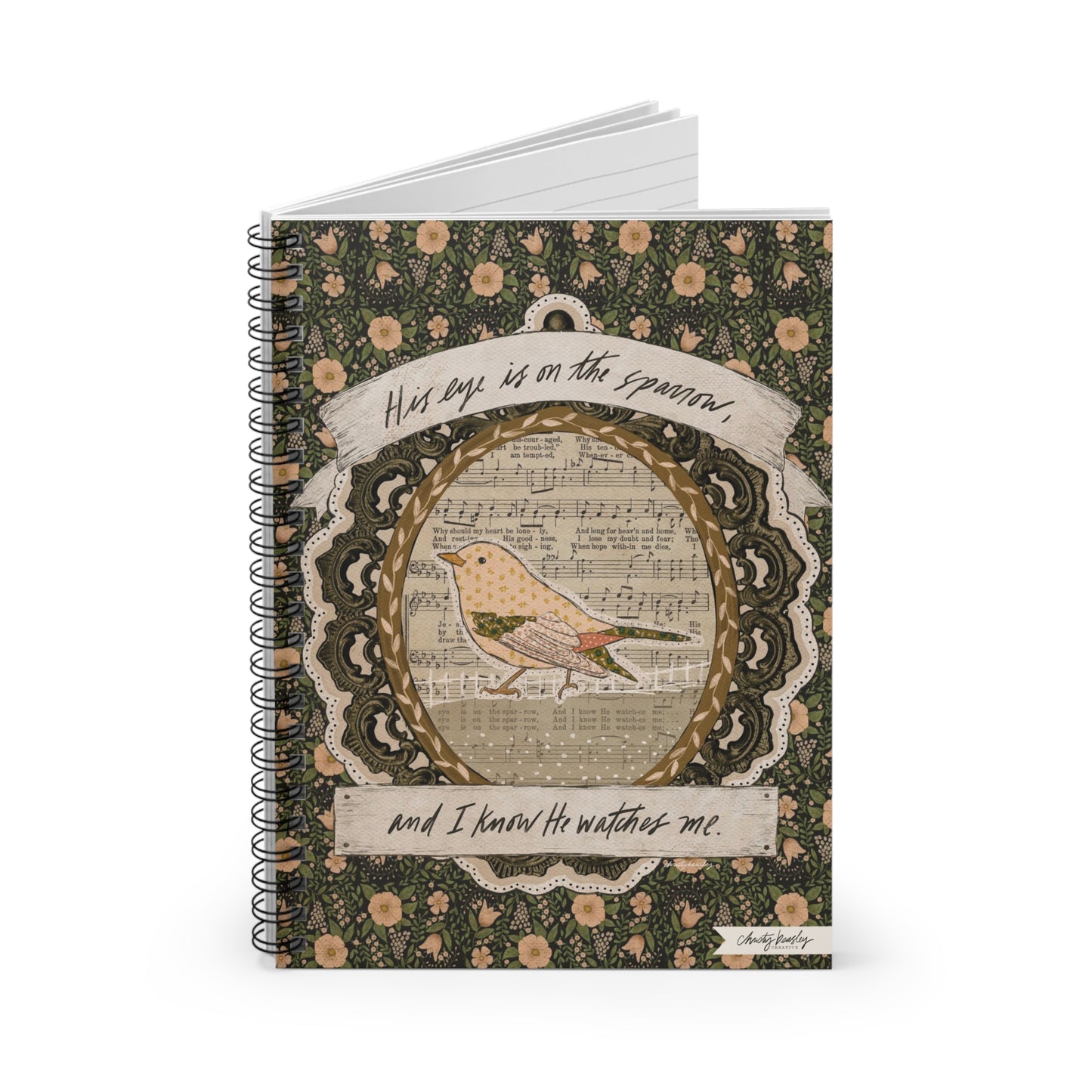 “His Eye is on the Sparrow”  Spiral Notebook - Ruled Line - by Christy Beasley