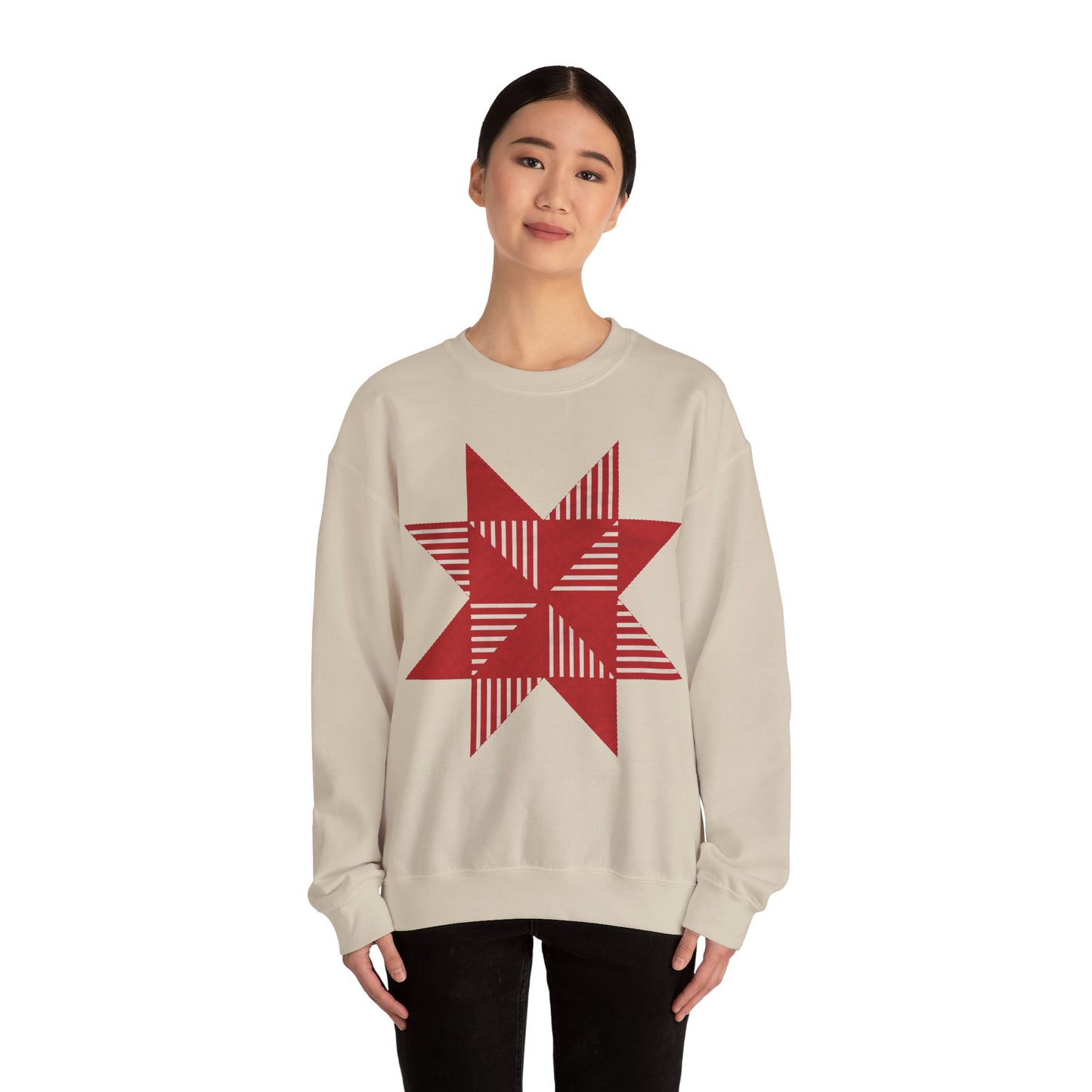 Christmas Star Quilt Block - Unisex Heavy Blend™ Crewneck Sweatshirt