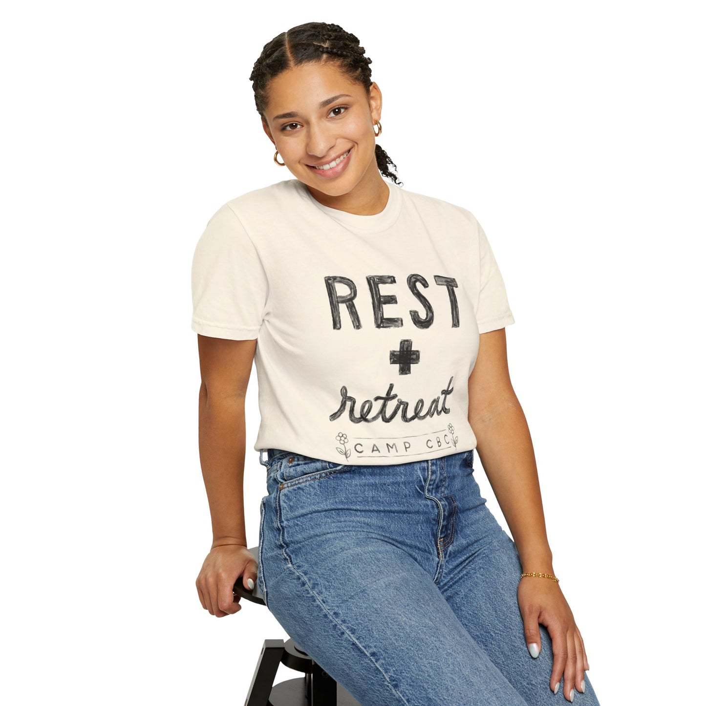 “Rest + Retreat” - Camp CBC 2024 - Unisex Garment-Dyed Comfort Colors T-shirt - by Christy Beasley