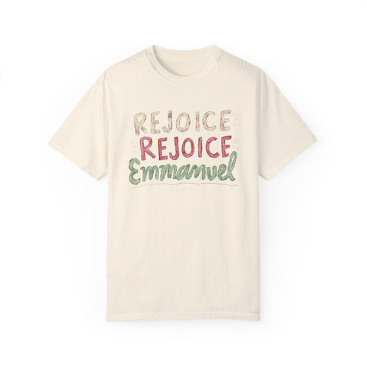 Rejoice, Rejoice, Emmanuel - Unisex Garment-Dyed Comfort Colors T-shirt - by Christy Beasley