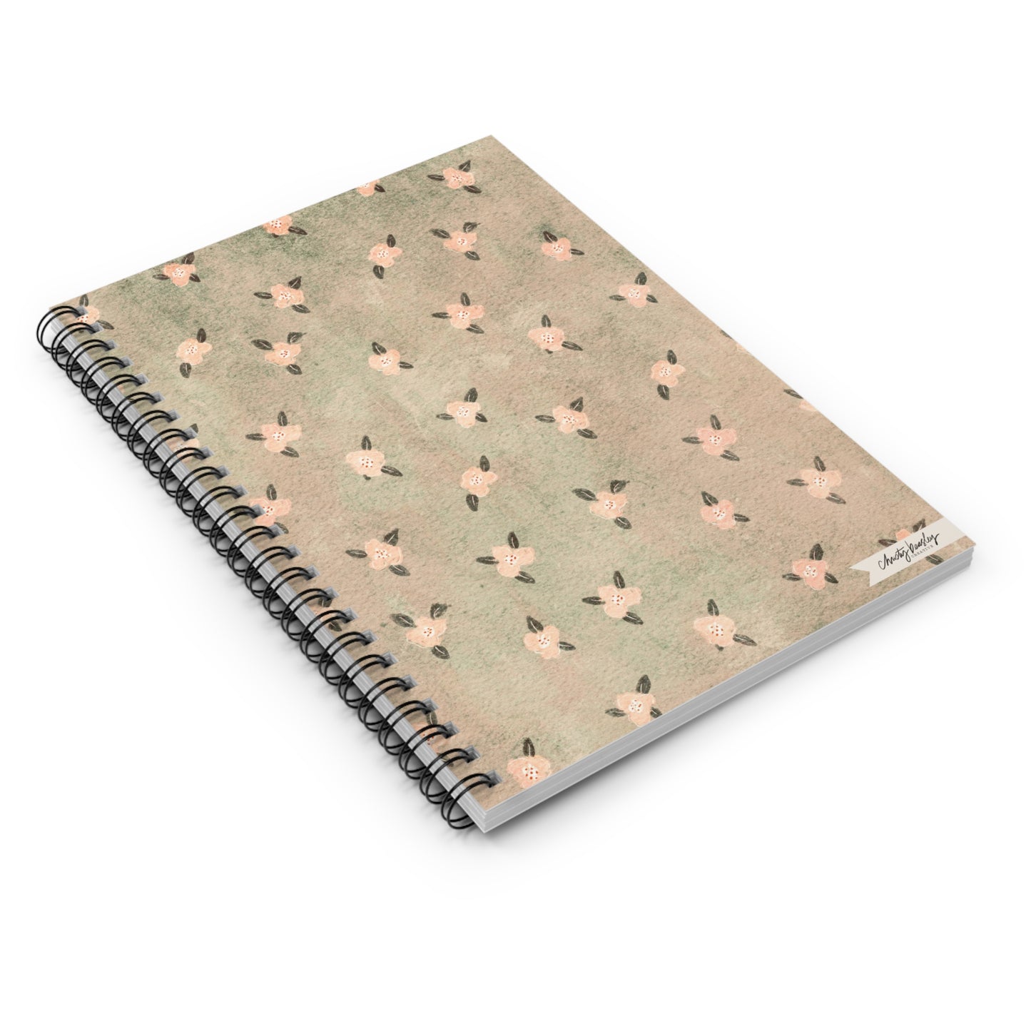Grungy Pink Floral Spiral Notebook - Ruled Line - by Christy Beasley