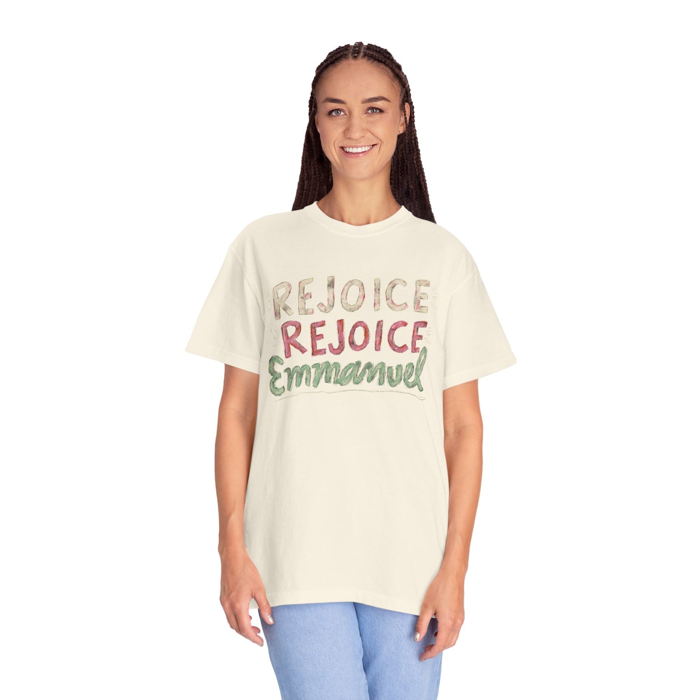 Rejoice, Rejoice, Emmanuel - Unisex Garment-Dyed Comfort Colors T-shirt - by Christy Beasley