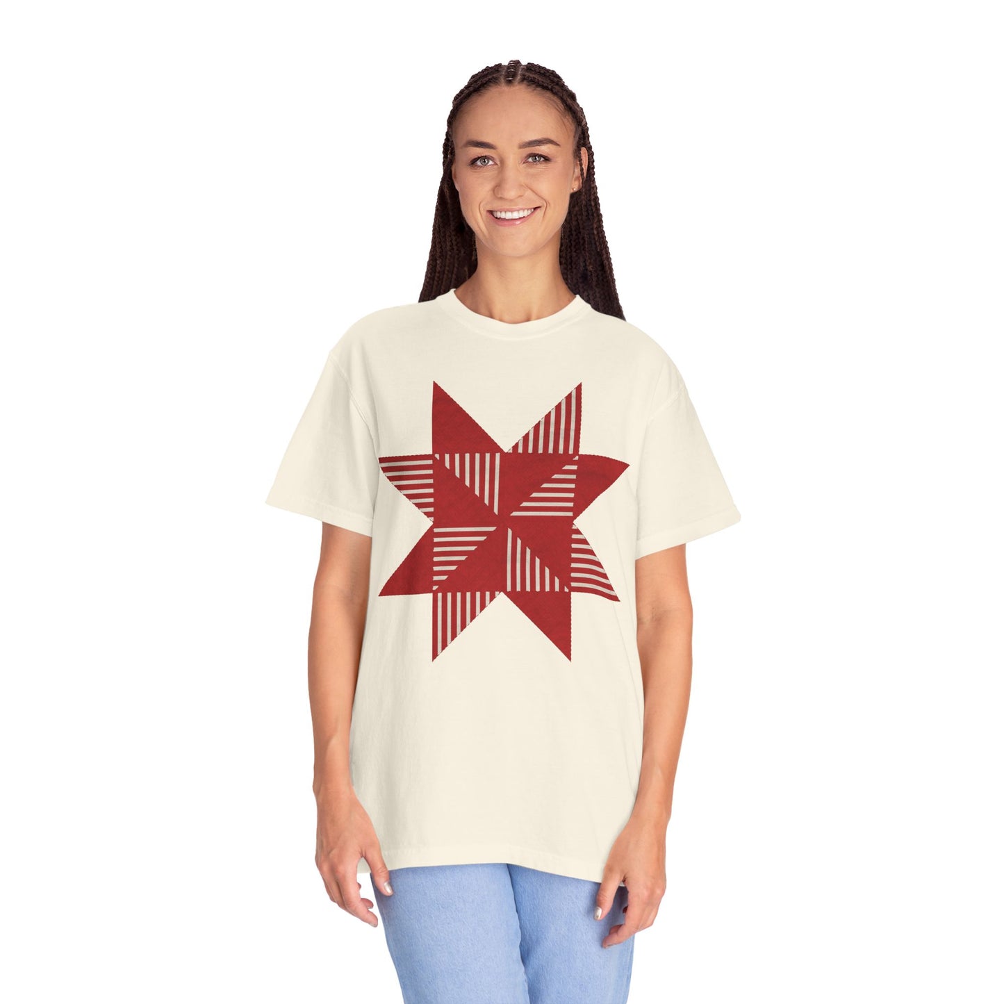 Christmas Quilted Star - Unisex Garment-Dyed Comfort Colors T-shirt - by Christy Beasley