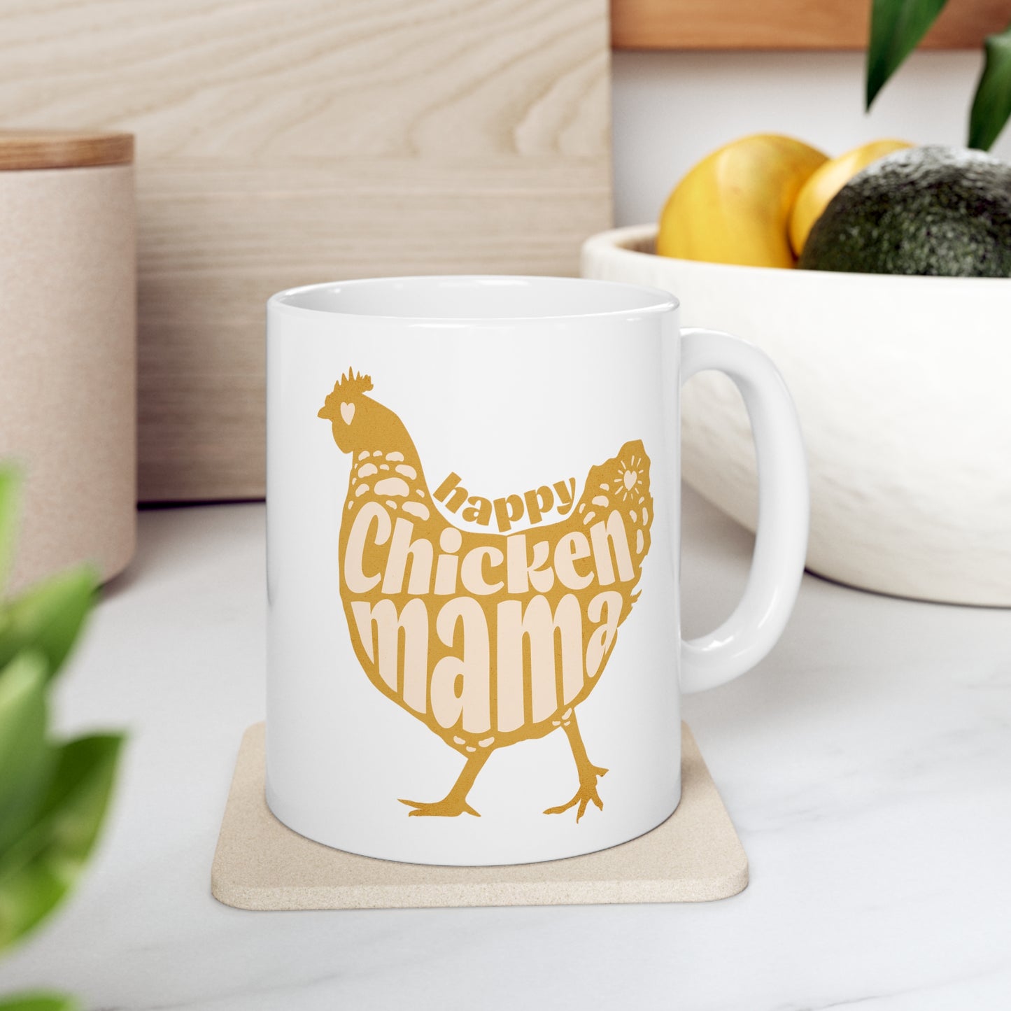Happy Chicken Mama Ceramic Mug 11oz - by Christy Beasley