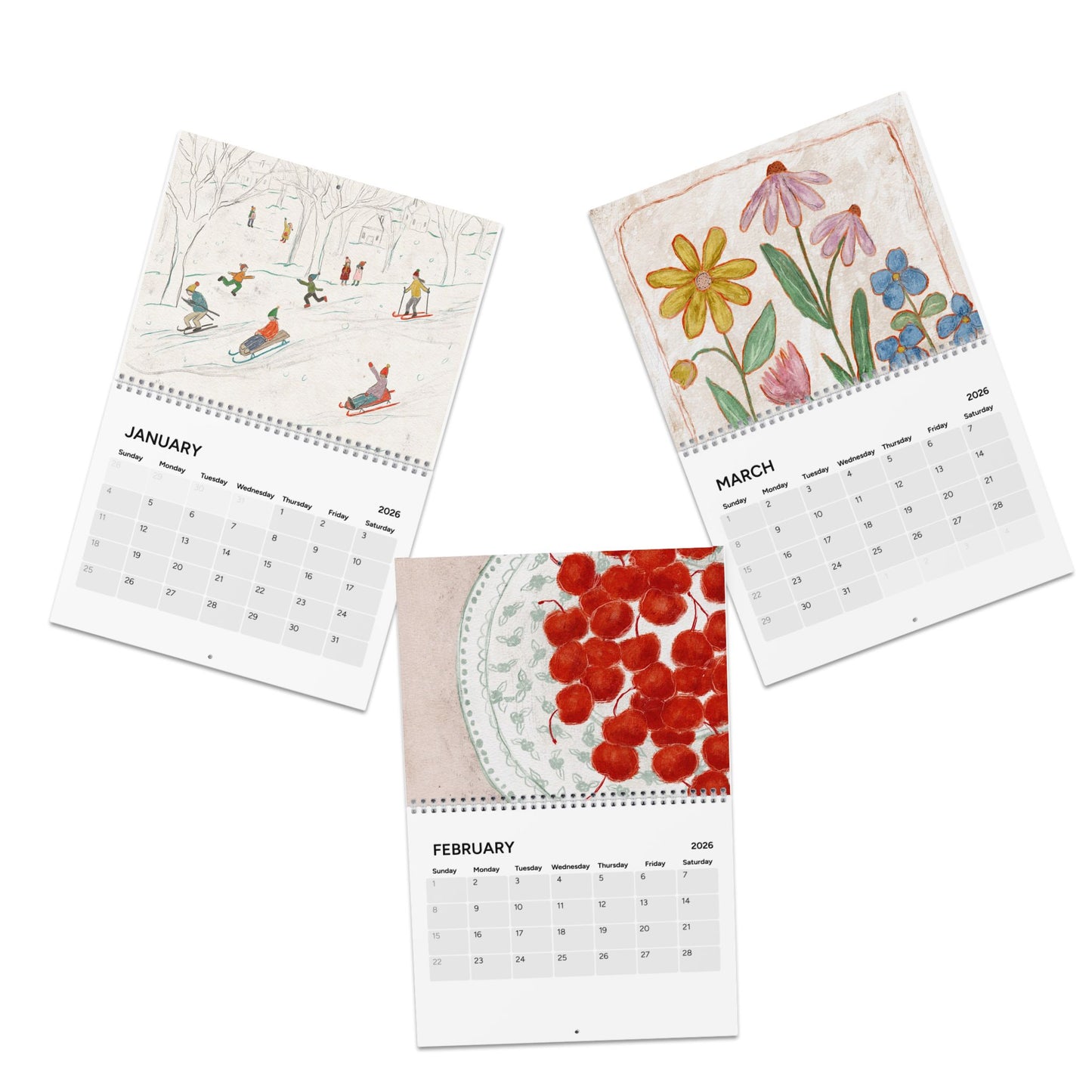 2026 Christy Beasley Creative Wall Calendar — 12-Month Seasonal Art Calendar (January–December)