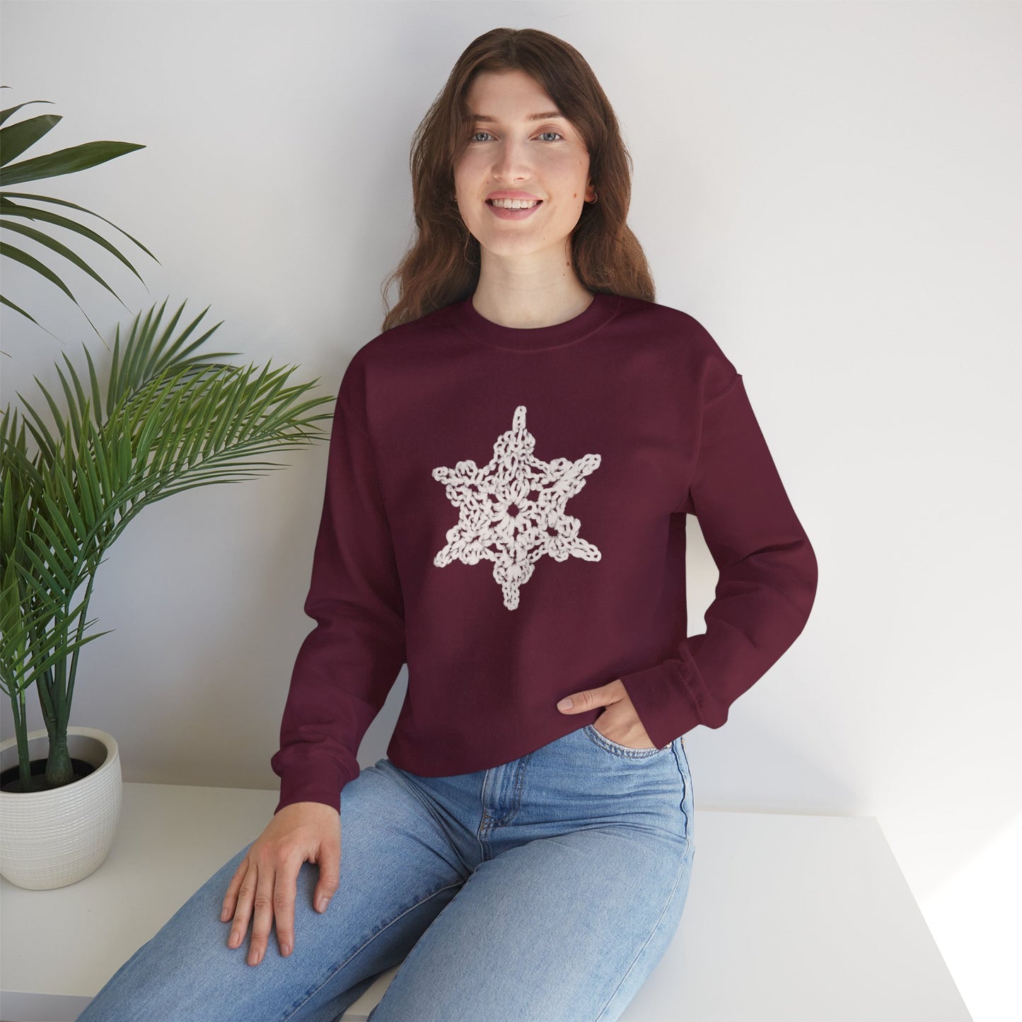 Crochet Snowflake - Unisex Heavy Blend™ Crewneck Sweatshirt