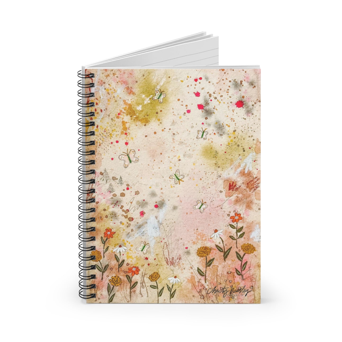 “Frolicking” Abstract Art Spiral Notebook - Ruled Line - by Christy Beasley