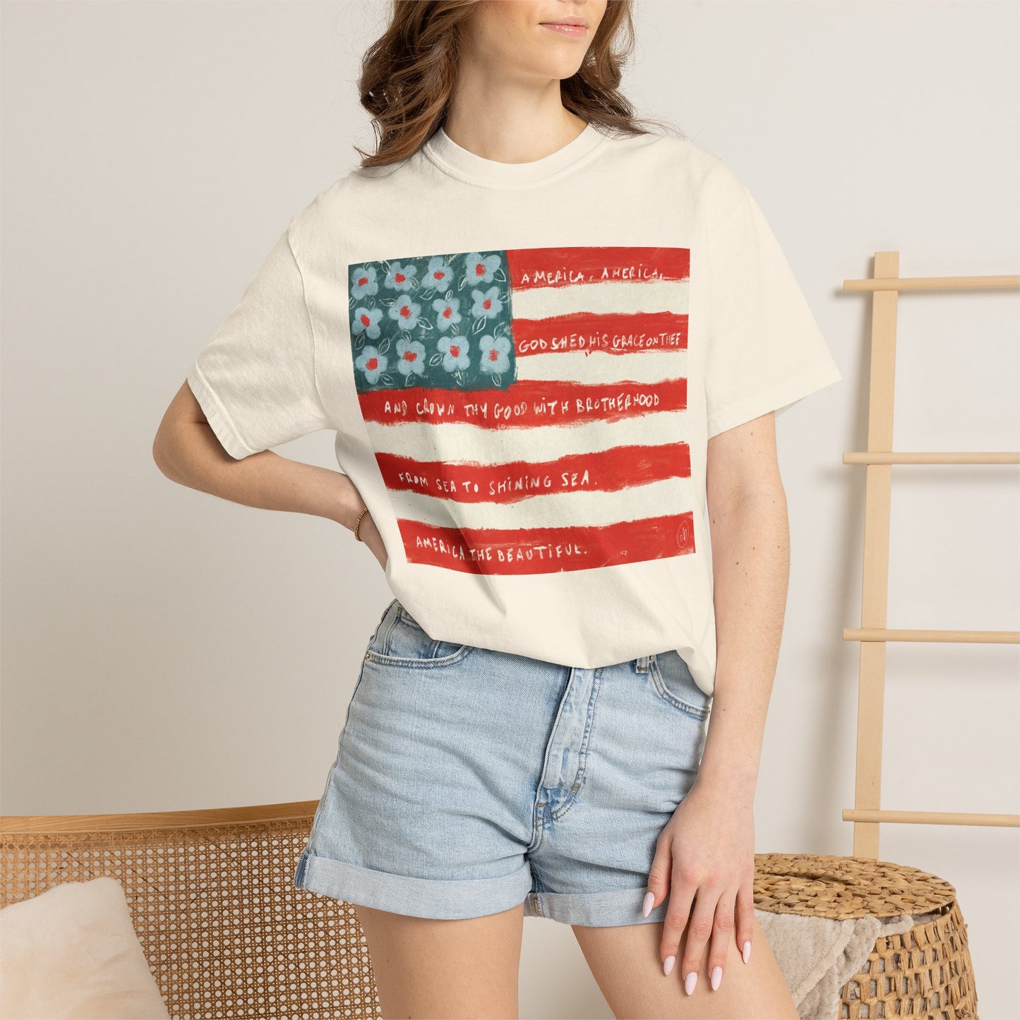 AMERICAN FLAG - Unisex Garment-Dyed Comfort Colors T-shirt - by Christy Beasley